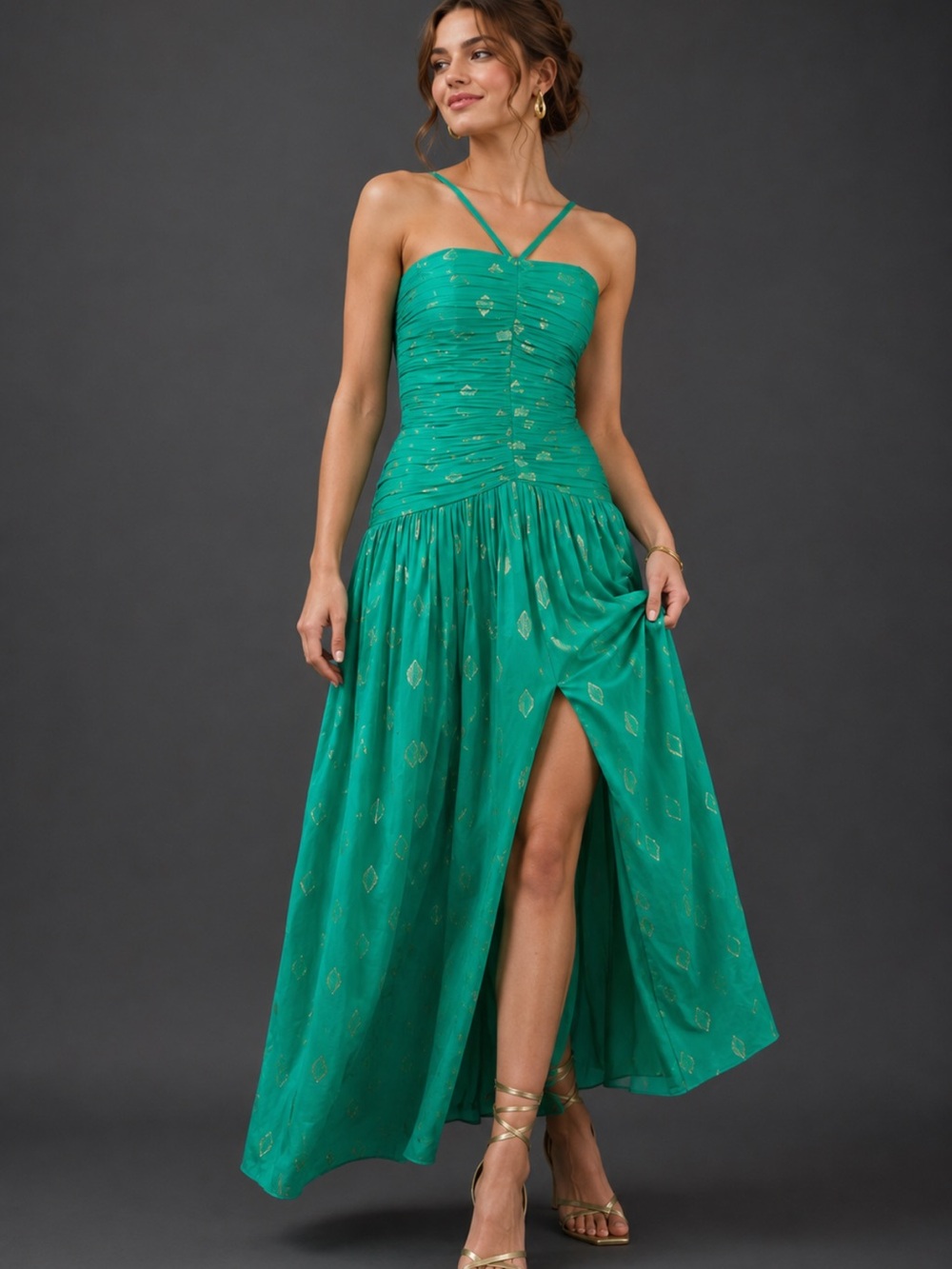 Shoshanna Inessa Ruched Jacquard Gown NWT